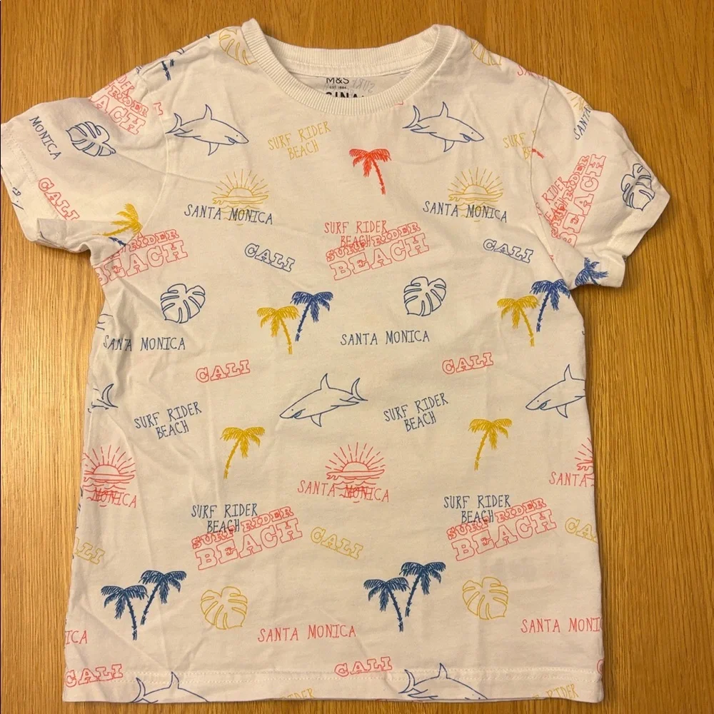 Kids Graphic T-Shirt Set - Blue, Yellow, White - size 7-8 years